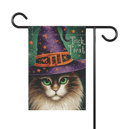 Long Hair Kitty Cat Ready For Treats Halloween Garden & House Banner