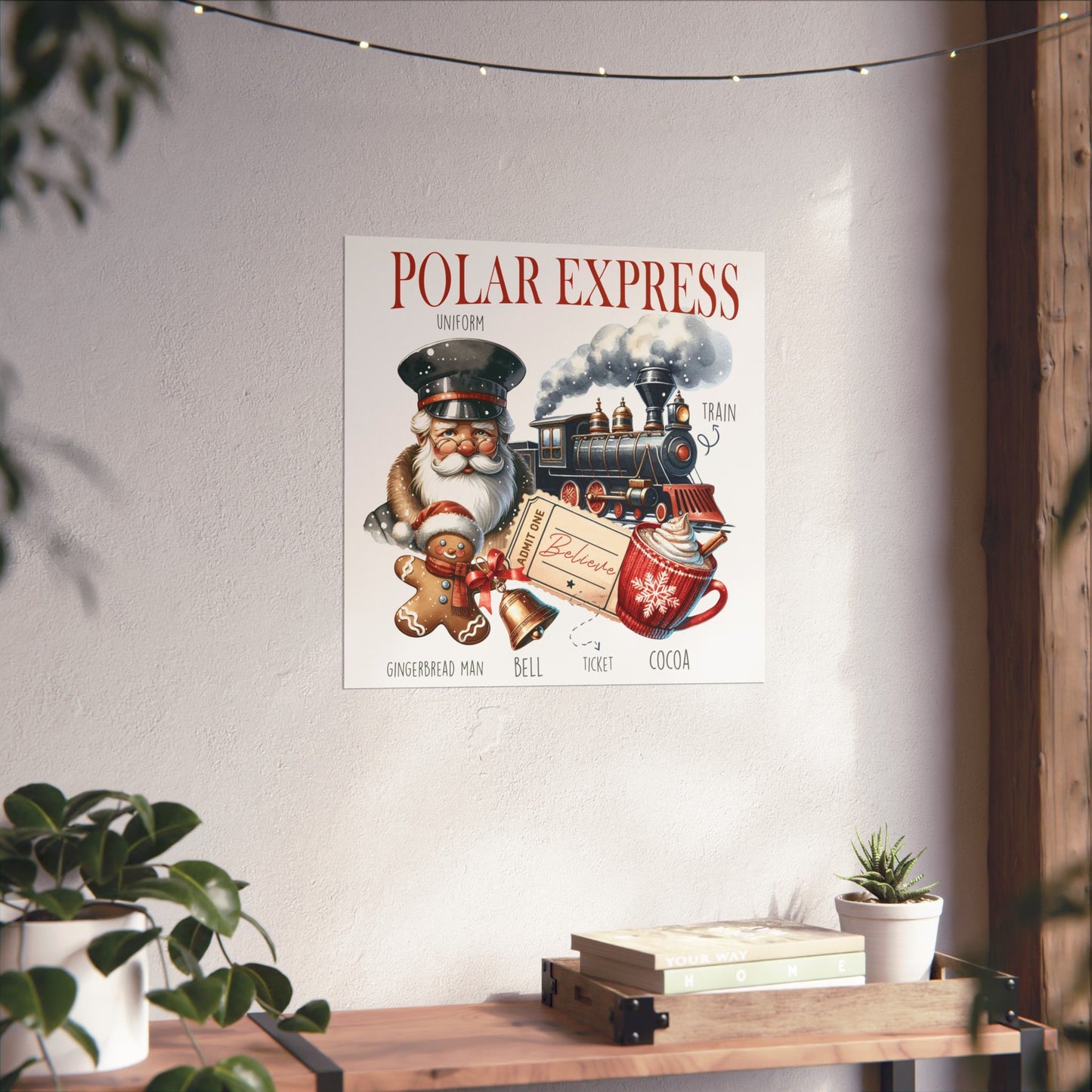 Polar Express Theme Christmas Winter Poster Wall Art in 3 Sizes