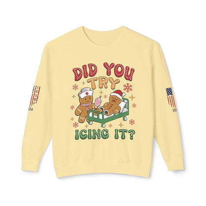 Gingerbread Nurse Holiday Lightweight Crewneck Sweatshirt