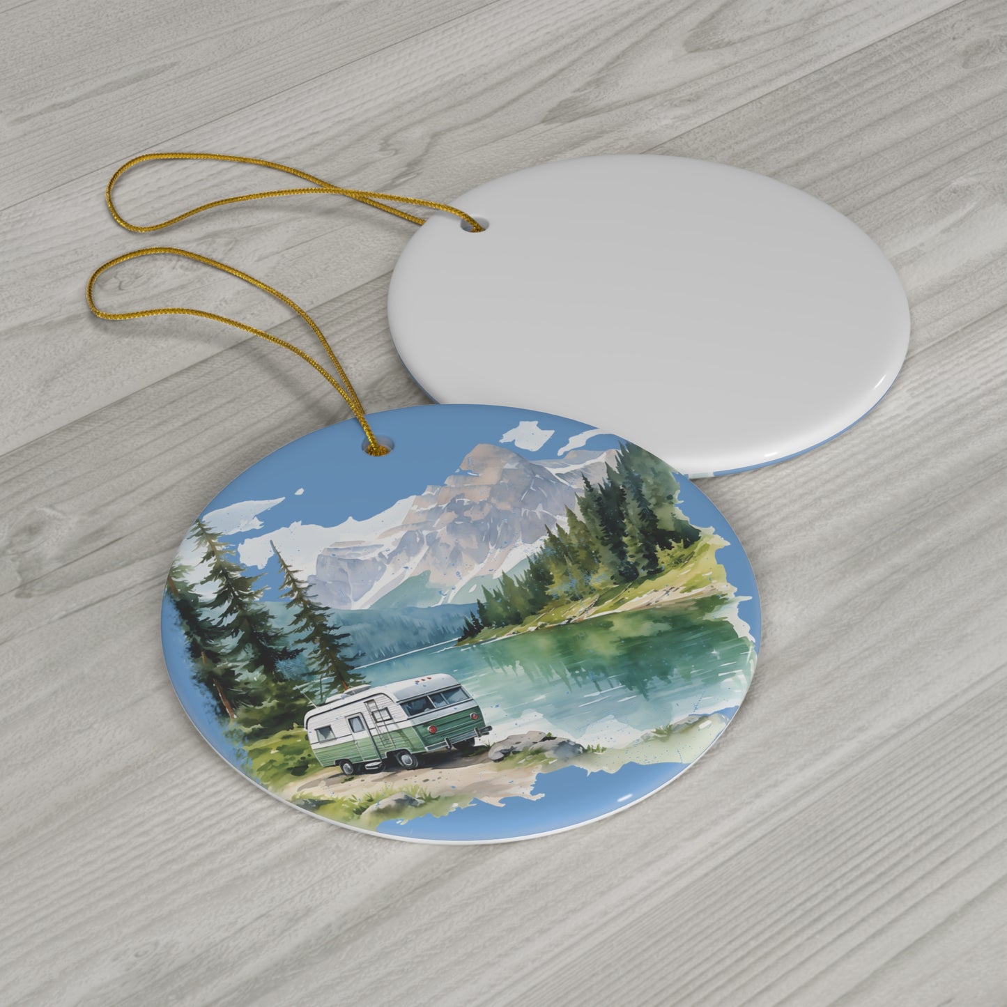 Camping In The Mountains Ceramic Ornament