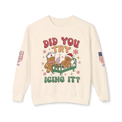 Gingerbread Nurse Holiday Lightweight Crewneck Sweatshirt