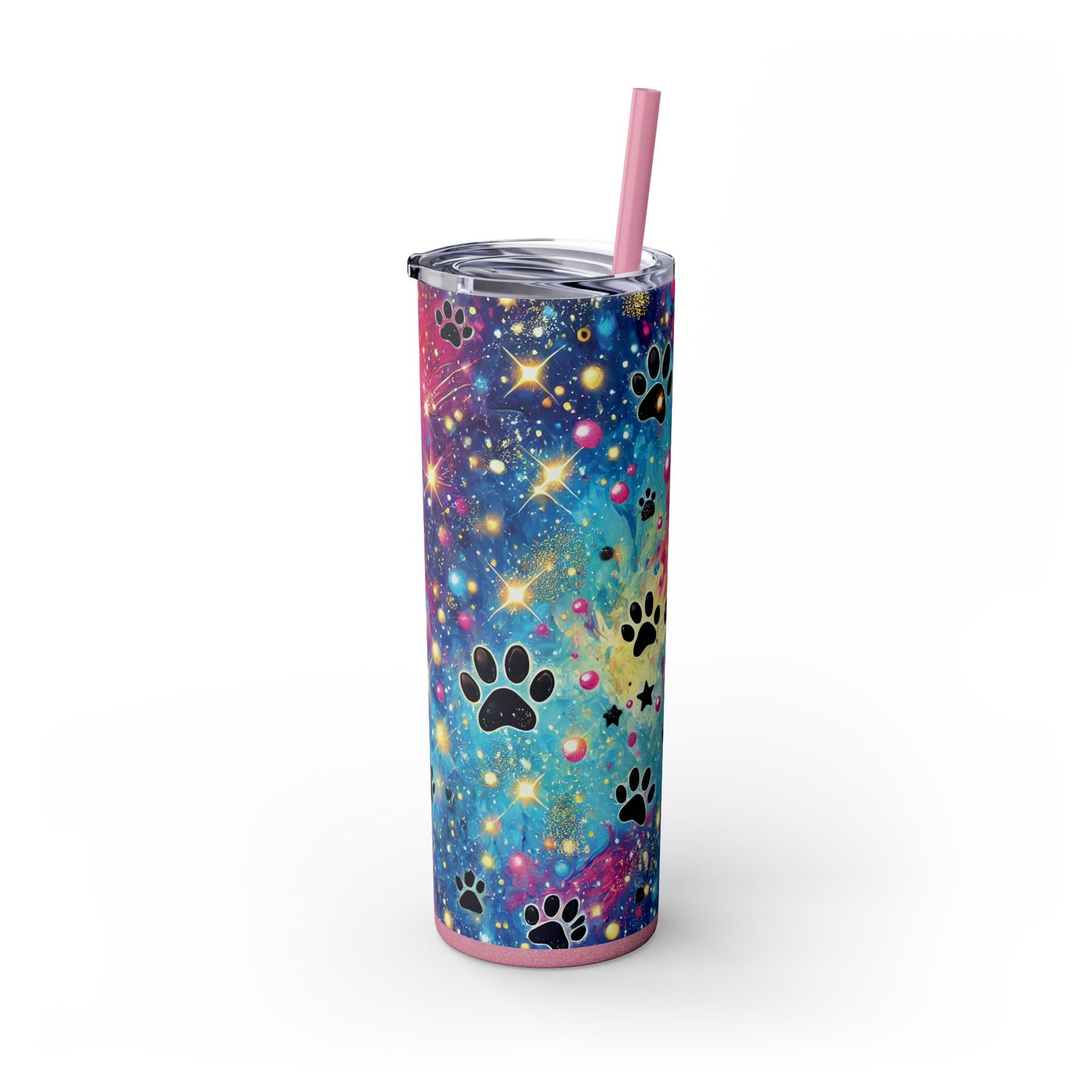 Animal Lover Paw Prints Theme Skinny Tumbler with Straw, 20oz