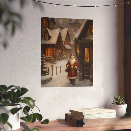 Santa's In The Village Christmas Poster Wall Art in 3 Sizes