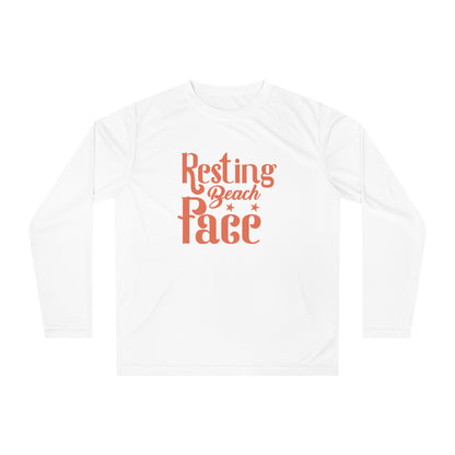 Resting Beach Face Performance Unisex Moisture Wicking Long Sleeve Shirt