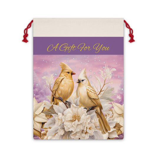 Golden Cardinals Holiday Winter or Christmas Gift Bag