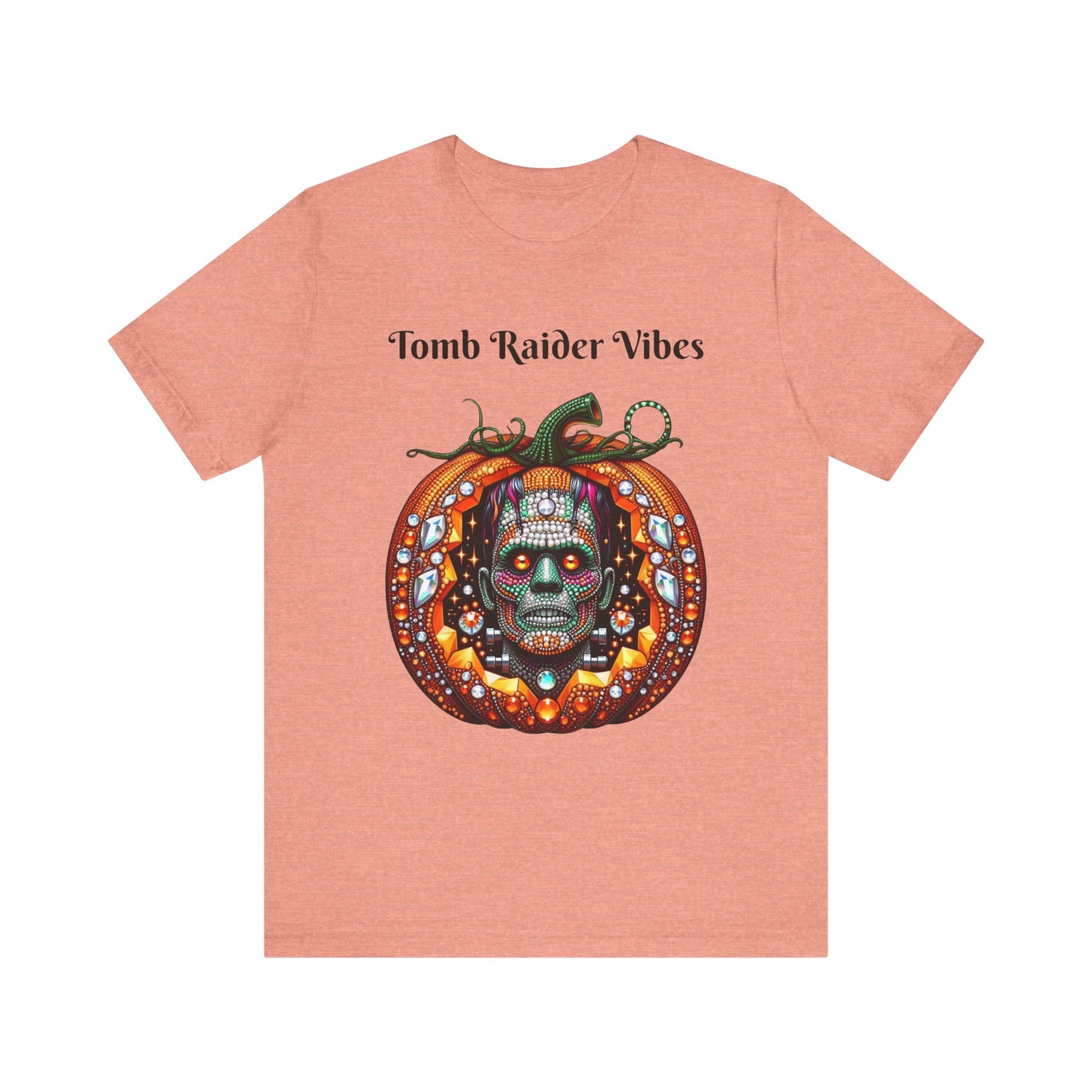 Tomb Raider Vibes Disco Ball Pumpkin Halloween Unisex Short Sleeve Tee