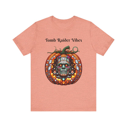 Tomb Raider Vibes Disco Ball Pumpkin Halloween Unisex Short Sleeve Tee