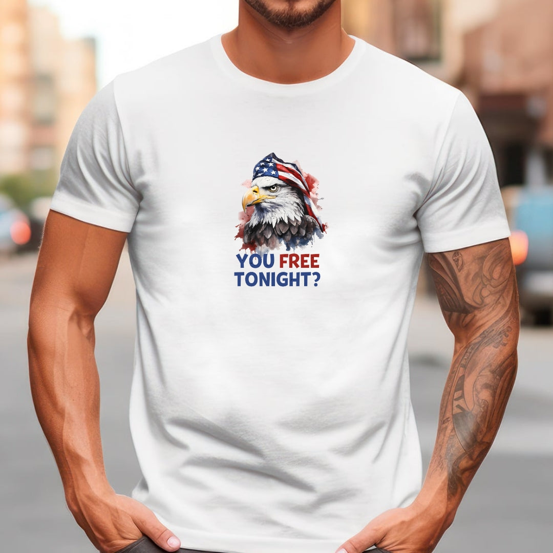 Are You Free Tonight? USA Patriotic Eagle Streetwear Unisex Short Sleeve Tee