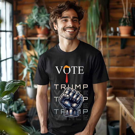 Vote Trump Hair & Tie With Fist Unisex Short Sleeve Tee